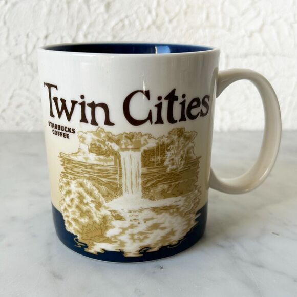 Starbucks Twin Cities Global Icon City Mug-2012 Navy/Tan Starbucks Coffee Cup - Picture 1 of 7